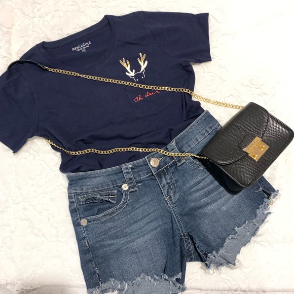 J Crew “OH DEER” Mercantile Tee Navy Blue Sz Small - Picture 2 of 10